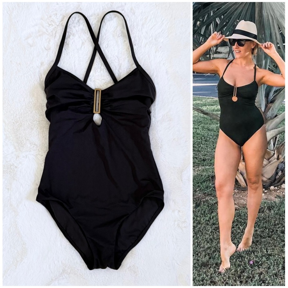 AMORESSA 8 MIRACLESUIT Eclipse Northern Cross One Piece Swimsuit in Black